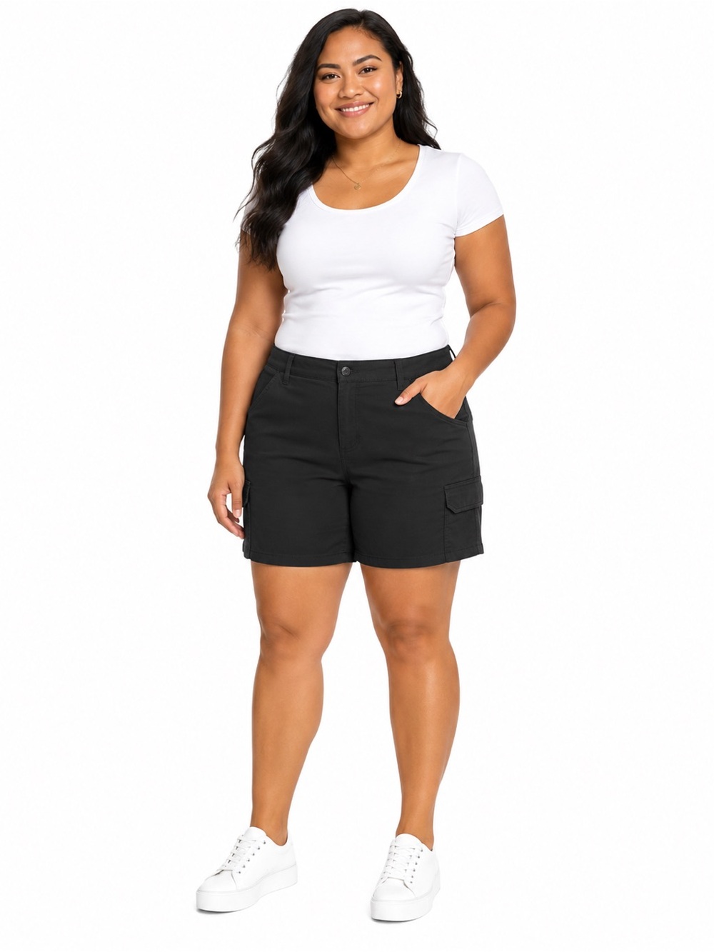 Genuine Dickies Women Relaxed Fit Cargo Bermuda Shorts – Size 14 – Black